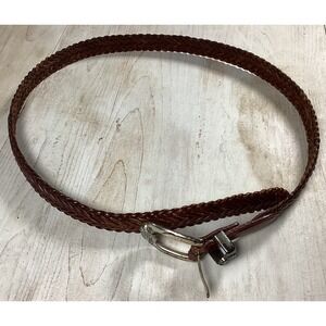 Brighton‎ Medium Belt Brown Leather Braid With Silver Floral Buckle Boho Western